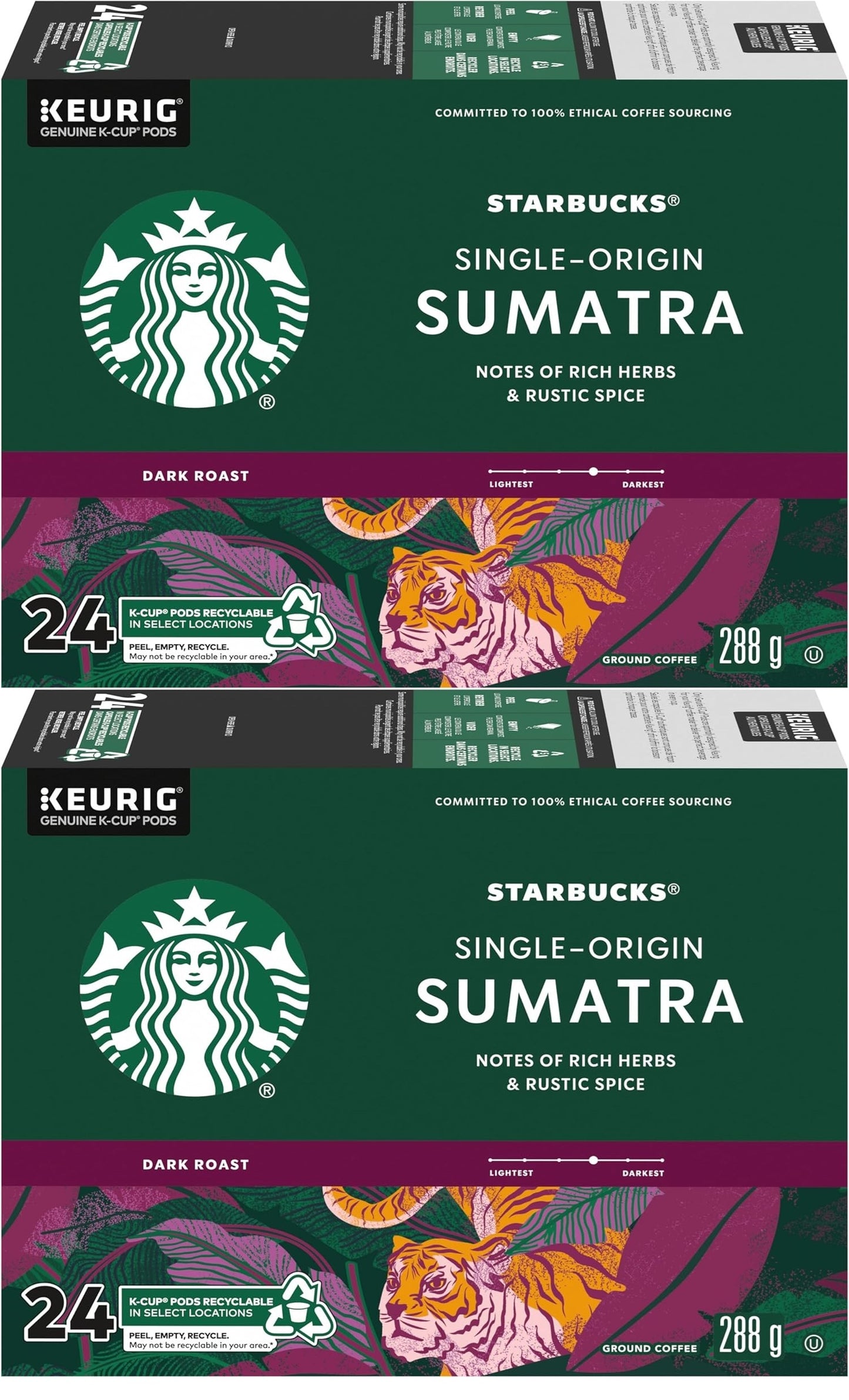 Starbucks Sumatra Coffee Pods – 48 Keurig K-Cups | Dark Roast, Earthy & Full-Bodied Single-Serve Coffee