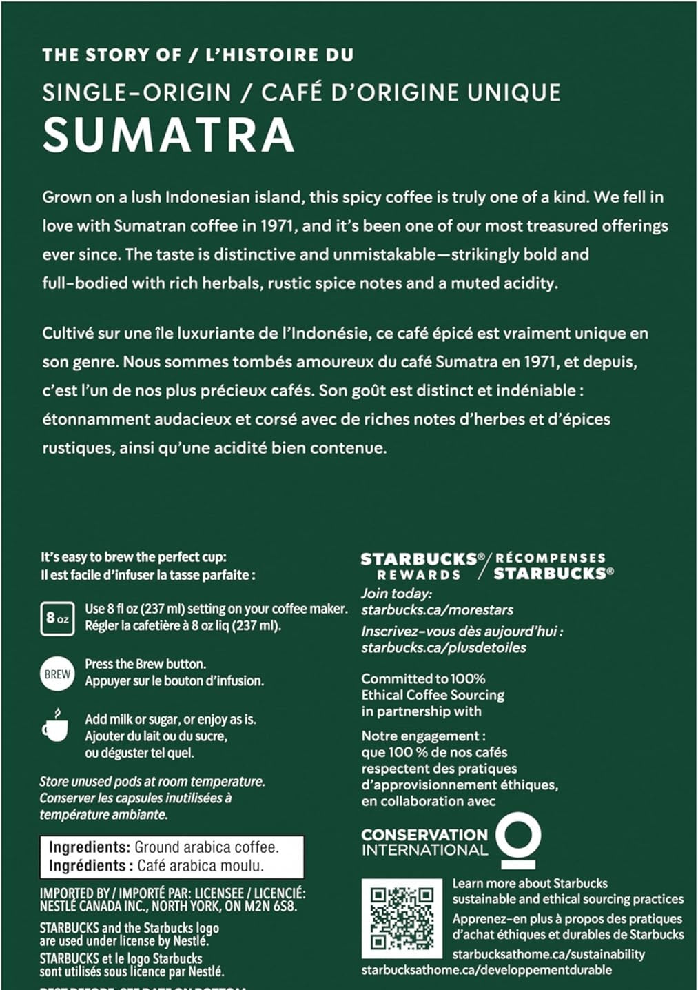 Starbucks Sumatra Coffee Pods – 48 Keurig K-Cups | Dark Roast, Earthy & Full-Bodied Single-Serve Coffee