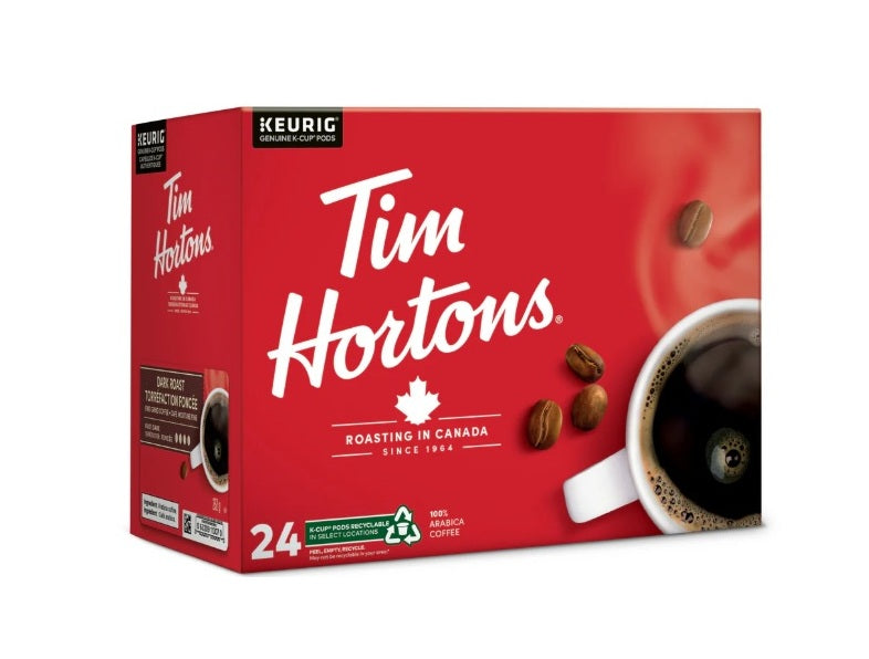 Tim Hortons Dark Roast Coffee K-Cup Pods 24 Count – Bold & Rich for Keurig Brewers