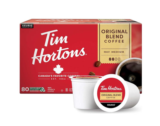 Tim Hortons Original Blend Medium Roast Coffee – 80 Count K-Cup Pods | Smooth & Balanced Premium Roast | Canadian Classic Coffee Pods