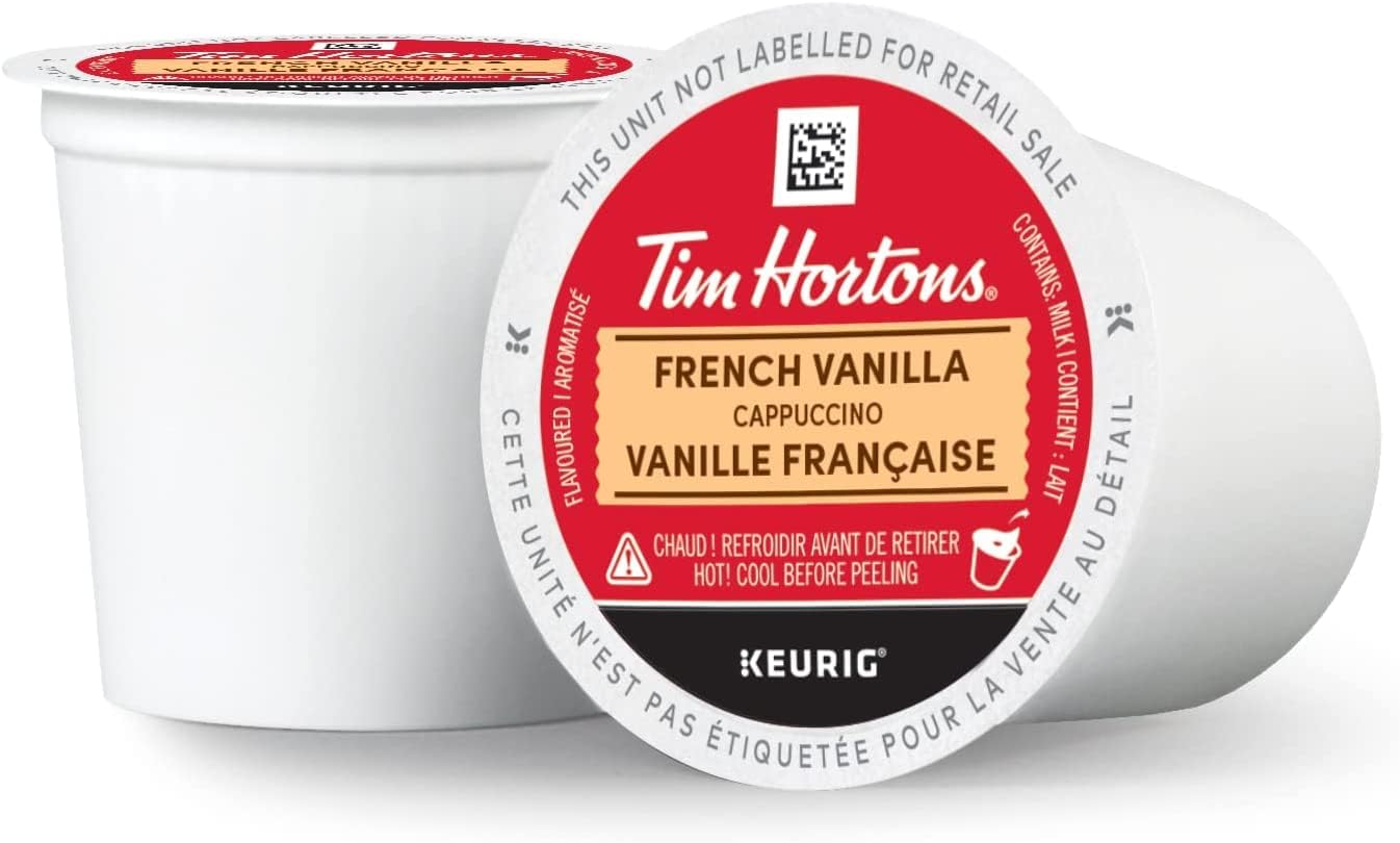 Tim Hortons French Vanilla Cappuccino K-Cup Pods – 96 Count (4 x 24) | Sweet & Creamy French Vanilla Coffee for Keurig Brewers | Single-Serve Cappuccino Pods | Smooth, Rich & Aromatic Café-Style Drink