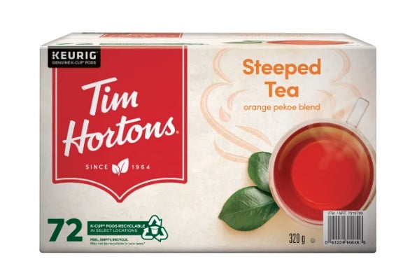Tim Hortons Steeped Tea Single Serve K-Cup Pods, 72-Count | Smooth & Balanced Black Tea | Compatible with Keurig Brewers