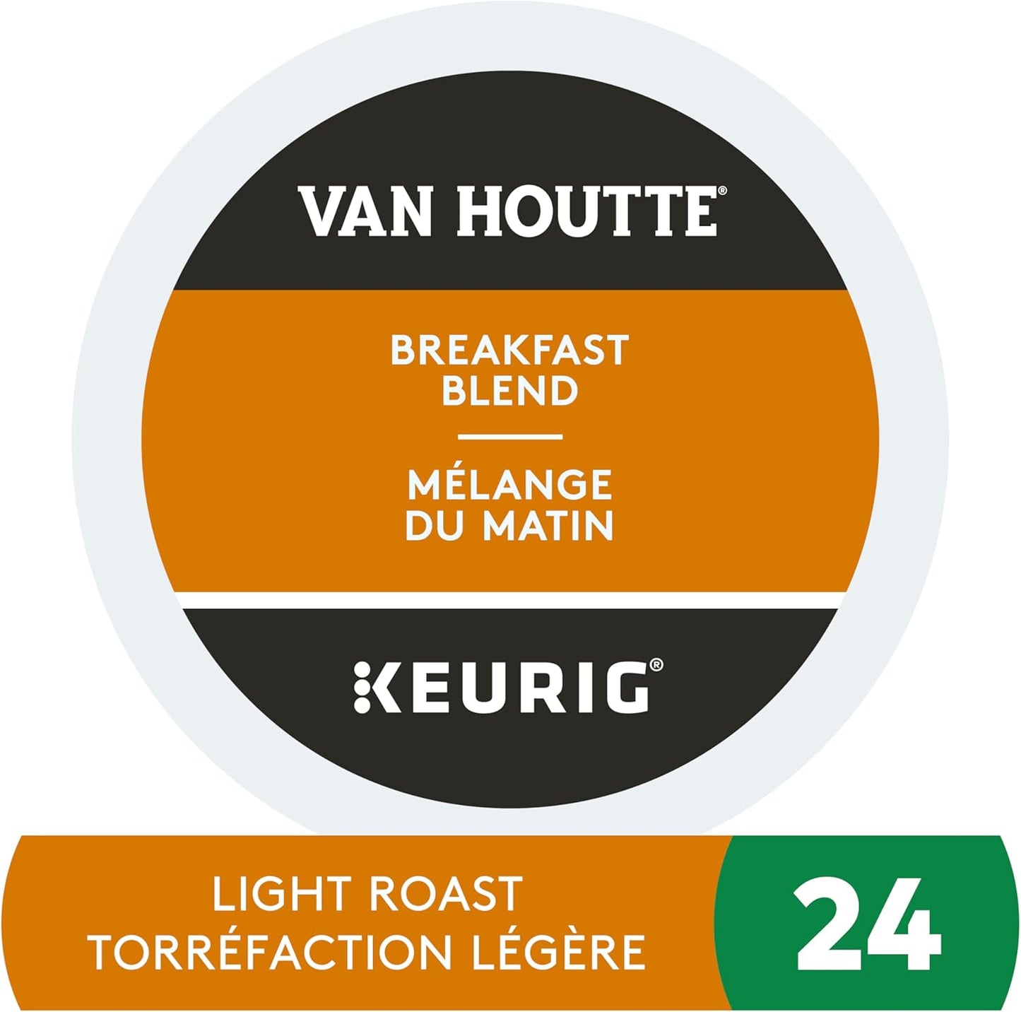 Van Houtte Breakfast Blend Coffee Pods – 24 Count K-Cups for Keurig | Light Roast 100% Arabica, Smooth & Bright Morning Coffee