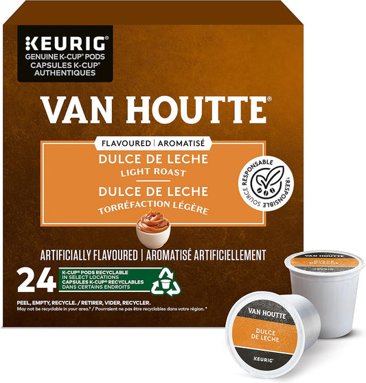 Van Houtte Dulce De Leche Coffee Pods – 24 Count K-Cups for Keurig | Sweet & Creamy Caramel Flavored Medium Roast 100% Arabica Coffee