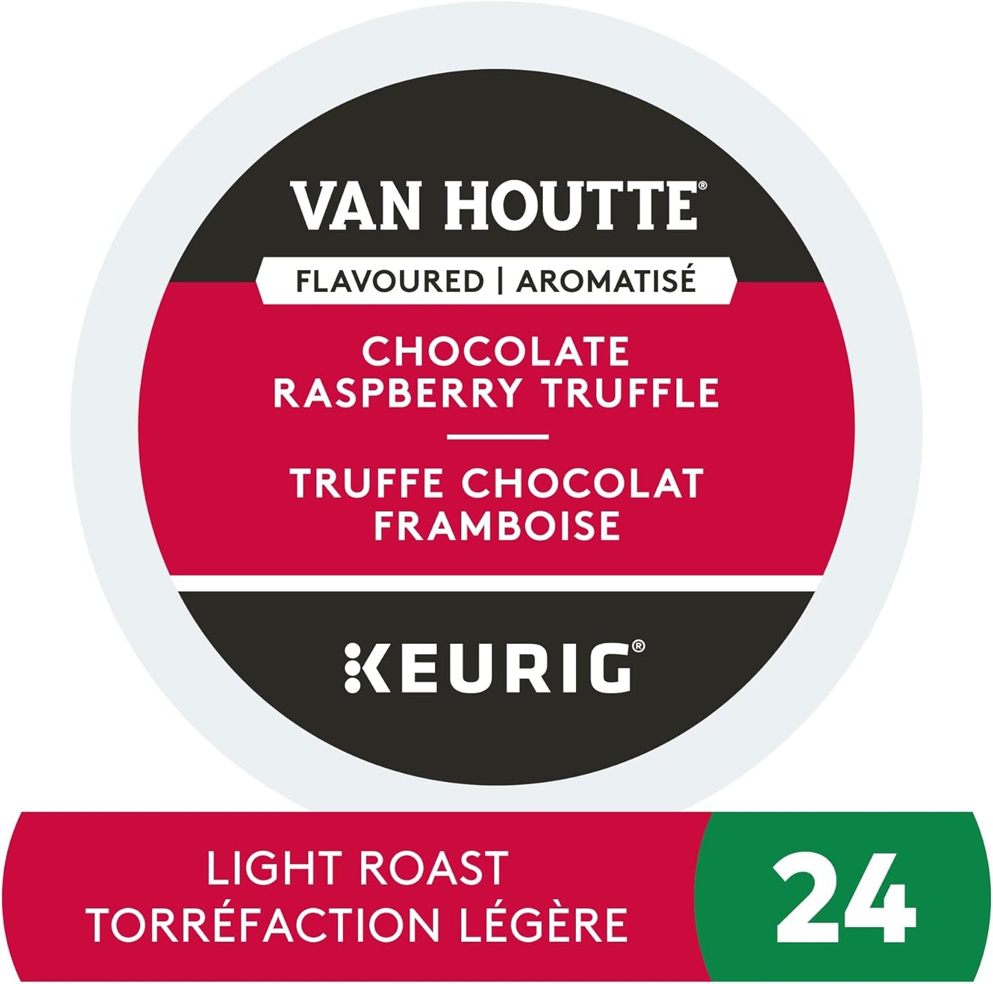 Van Houtte Raspberry Chocolate Truffle Coffee Pods – 24 Count K-Cups for Keurig | Gourmet Flavored Medium Roast with Rich, Velvety Aroma