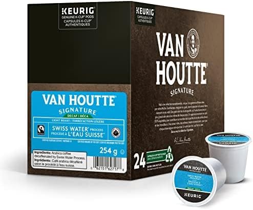 Van Houtte Swiss Water Decaf Fair Trade Organic Coffee Pods – 24 Count K-Cups for Keurig | Smooth Medium Roast 100% Arabica, Naturally Decaffeinated