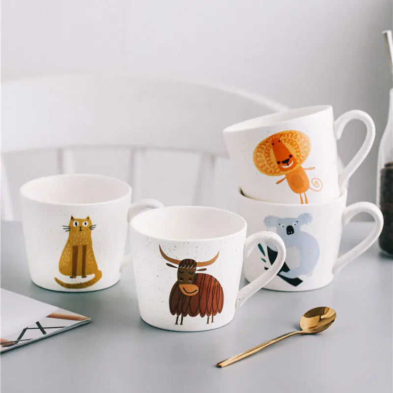Kawaii Cat Tiger Koala Lion Ceramic Coffee Cup (1pc)