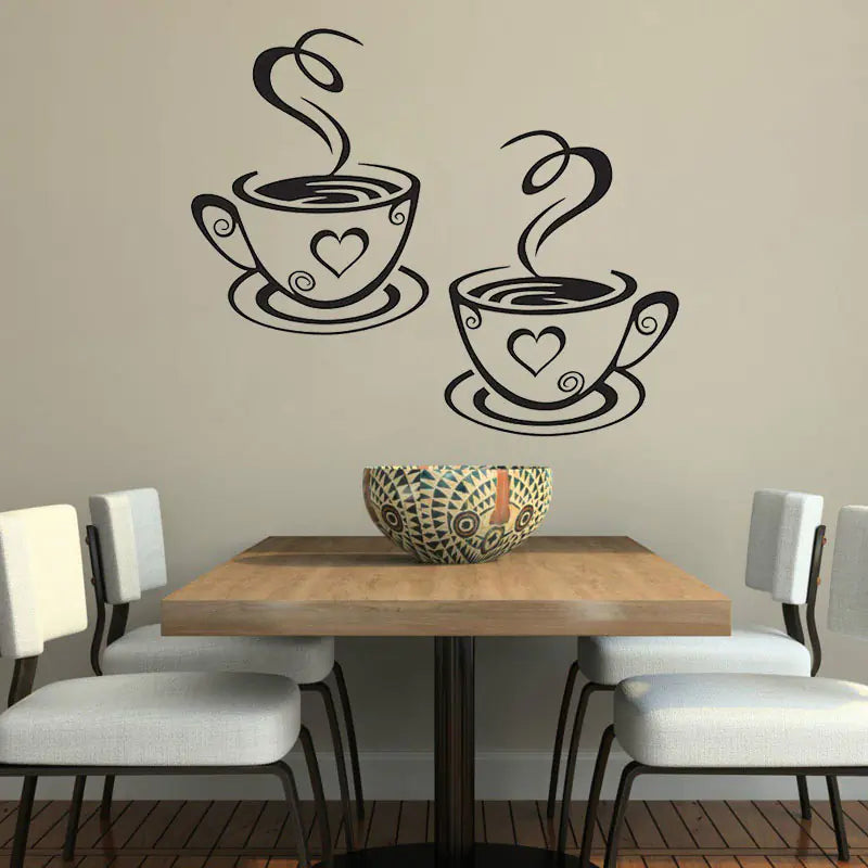 Two Coffee Cups Wall Sticker for Home Decoration