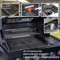 BBQ Island Outdoor Kitchen Kits, 4-Burner 72000 BTU Stainless Steel Modular 98 Inch Natural Gas Outdoor Kitchen Bar Barbecue Island Grill with Refrigerator and Sink for Patio Backyard — product view 6