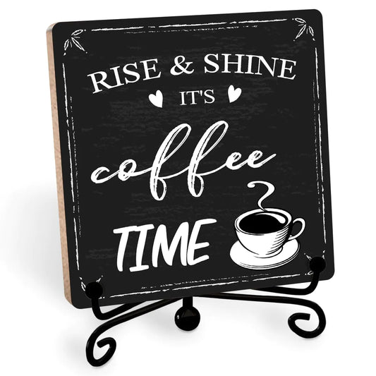 Coffee Decor Sign Coffee Lover Gifts for Women Men Funny Coffee Bar Accessories Table Decorations Supplies Desk Shelf Cubicles for Coffee Bar Decoration