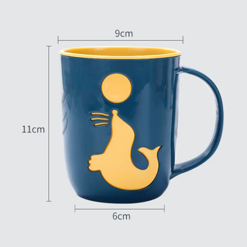 Dolphin Pattern Couples Cups for Coffee and Toothbrushes