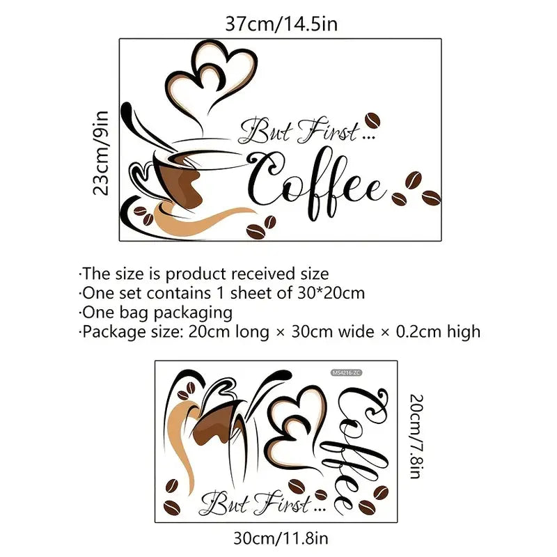 Coffee Cup Wall Sticker for Cafe and Office Decor