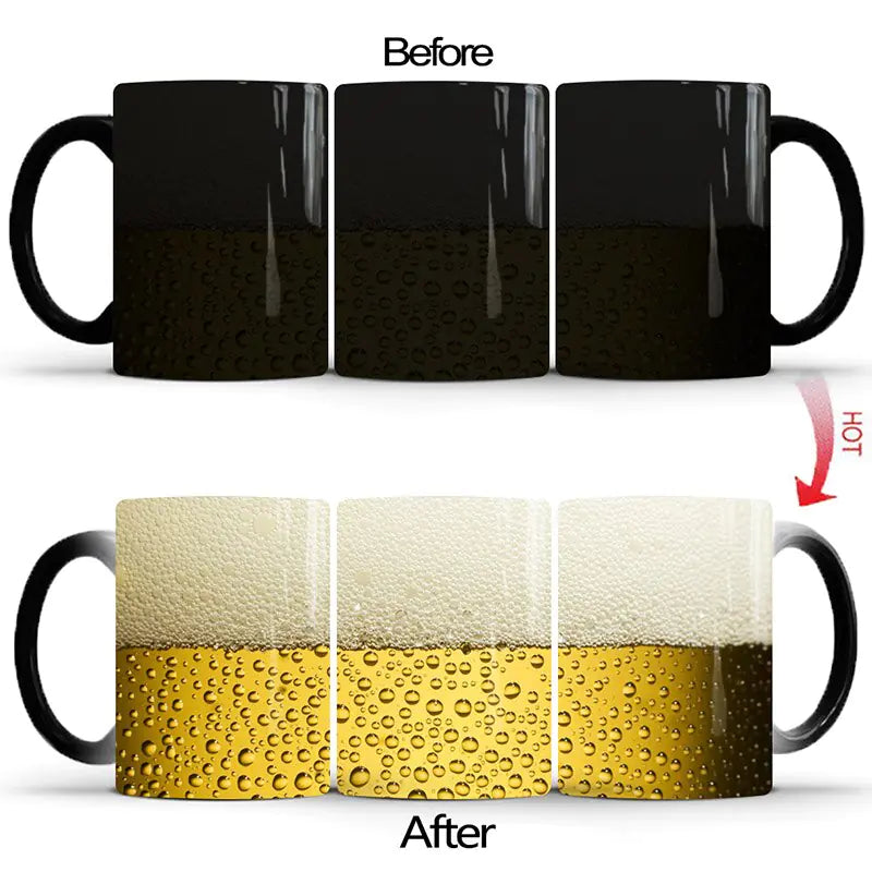 Color-Changing Ceramic Mug for Coffee and Beer