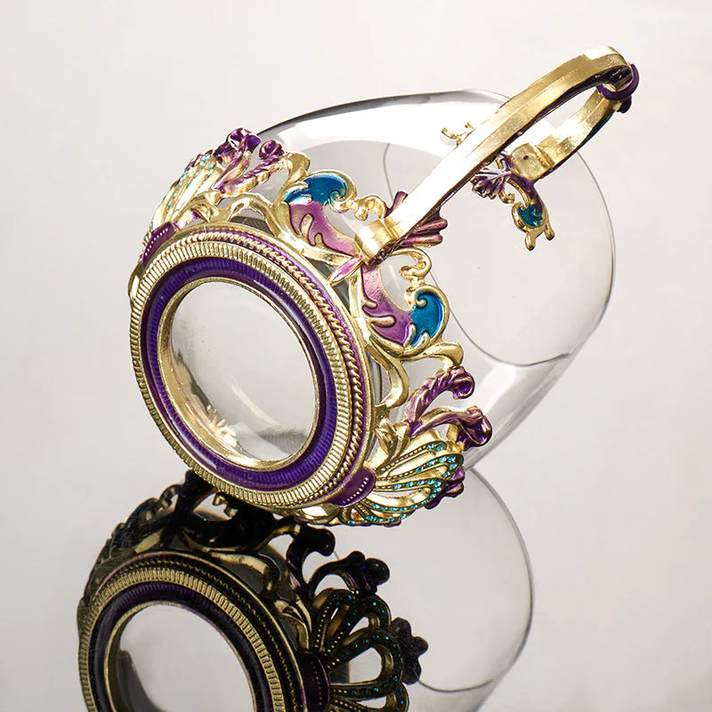 Heat-resistant Enamel Crystal Glass Tea Cup with Lid and Spoon, Floral Pattern, Gift Box Options