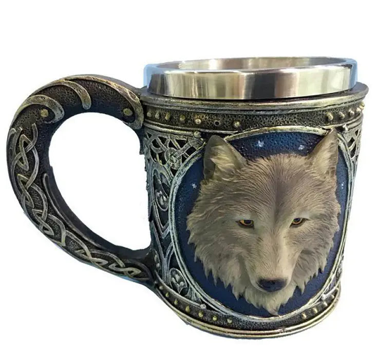 3D Skull Mug - Stainless Steel Knight Coffee Cup