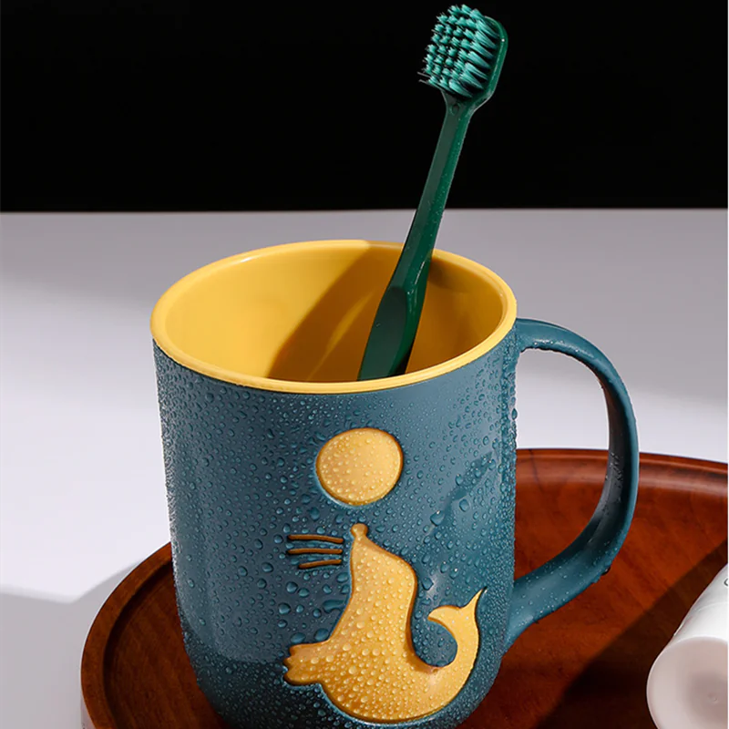 Dolphin Pattern Couples Cups for Coffee and Toothbrushes